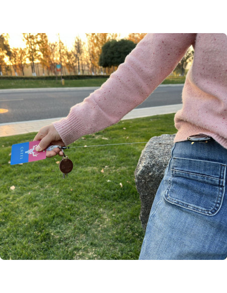 Llavero Retráctil de Metal QREEL con Clip y Mosquetón - Paquete de 2