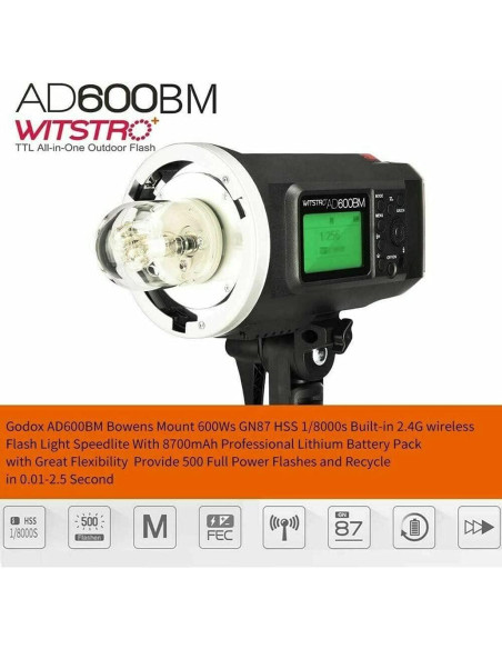 Flash Estroboscópico Godox AD600BM 600Ws con Bolsa