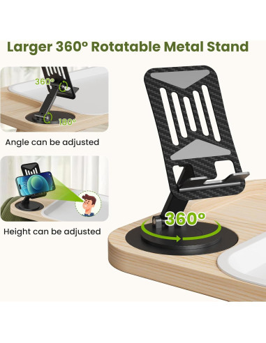 Mesa de brazo para sofá Thideewiz, soporte giratorio 360