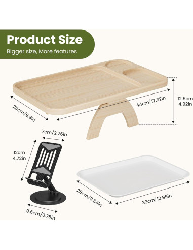 Mesa de brazo para sofá Thideewiz, soporte giratorio 360