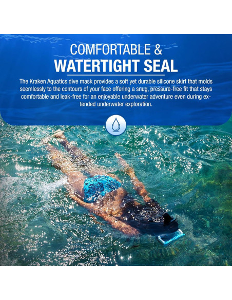 Máscara de Buceo Kraken Aquatics FBA_KA201-BK Antivaho