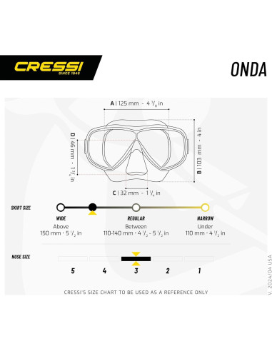 Máscara de Buceo Cressi Onda Azul Adulto Silicona