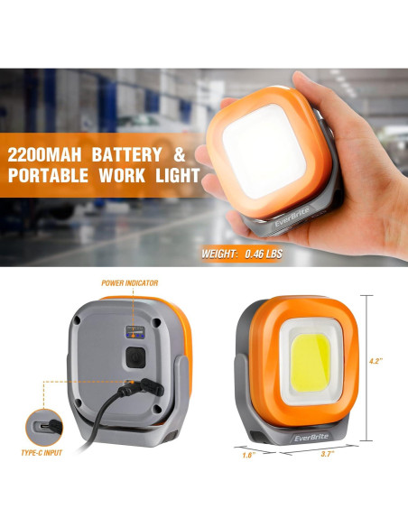Luz de Trabajo LED Recargable EverBrite 1000 Lúmenes Naranja Luz de Trabajo LED Recargable EverBrite 1000 Lúmenes Naranja