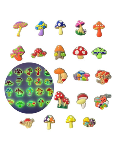 Encantos de Zapato de Hongo Fungi Fun 20pcs Luminiscentes