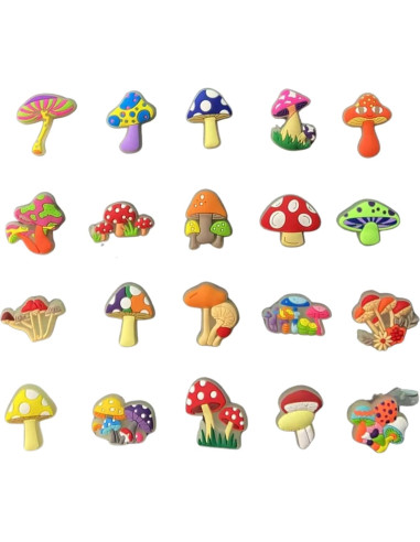 Encantos de Zapato de Hongo Fungi Fun 20pcs Luminiscentes