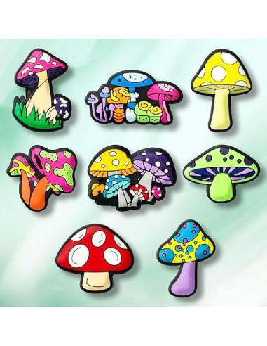 Encantos de Zapato de Hongo Fungi Fun 20pcs Luminiscentes