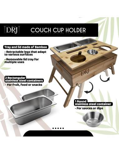 Bandeja Multifuncional DRJlegacy para Sofá con Soporte para Tazas