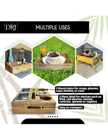 Bandeja Multifuncional DRJlegacy para Sofá con Soporte para Tazas