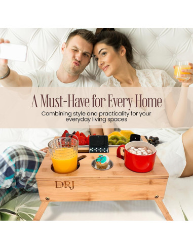 Bandeja Multifuncional DRJlegacy para Sofá con Soporte para Tazas