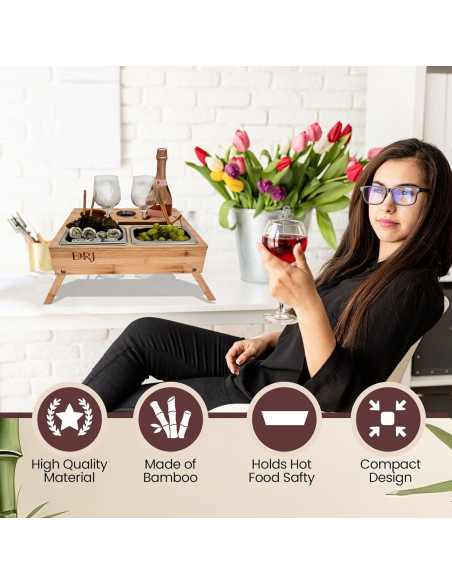 Bandeja Multifuncional DRJlegacy para Sofá con Soporte para Tazas