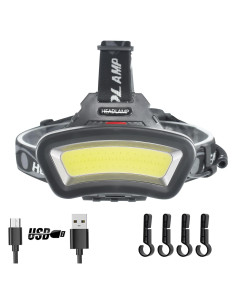 Linterna Frontal LED Recargable PZZOE 22000 Lúmenes USB Ajustable