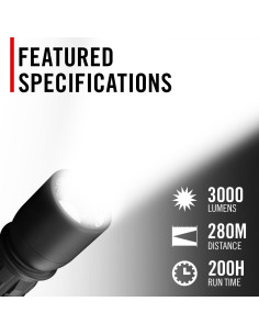 Linterna LED Recargable COAST XP11R 3000 Lúmenes Negro 2