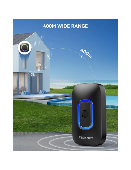 Timbre Inalámbrico TECKNET WD995 con Luz RGB y 60 Melodías