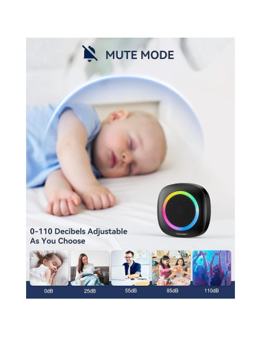 Timbre Inalámbrico TECKNET WD995 con Luz RGB y 60 Melodías