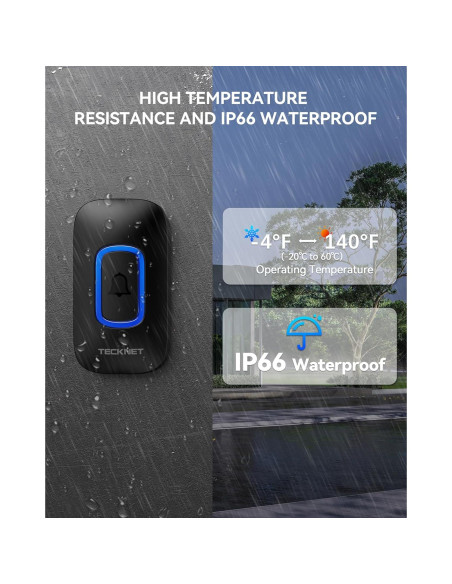 Timbre Inalámbrico TECKNET WD995 con Luz RGB y 60 Melodías