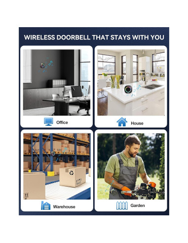 Timbre Inalámbrico TECKNET WD995 con Luz RGB y 60 Melodías