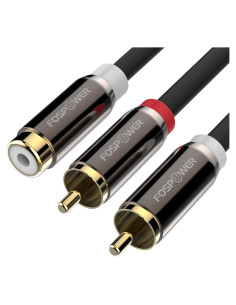 FosPower Adaptador Y 2 RCA Macho a 1 RCA Hembra Audio
