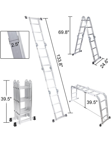 Escalera de Aluminio Comie 12.5 ft Multiusos 330 lb