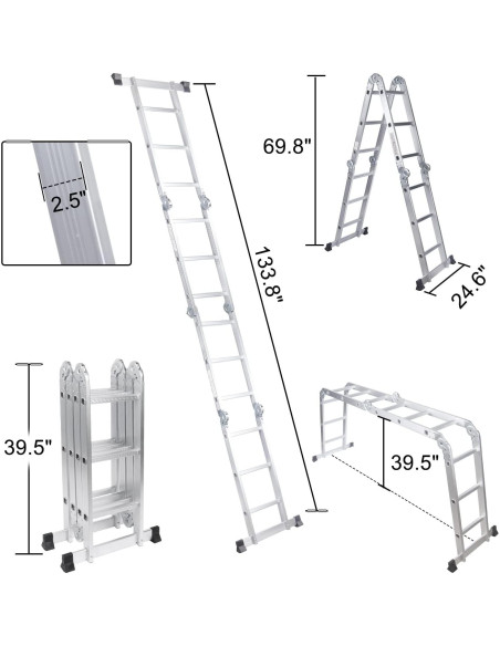 Escalera de Aluminio Comie 12.5 ft Multiusos 330 lb