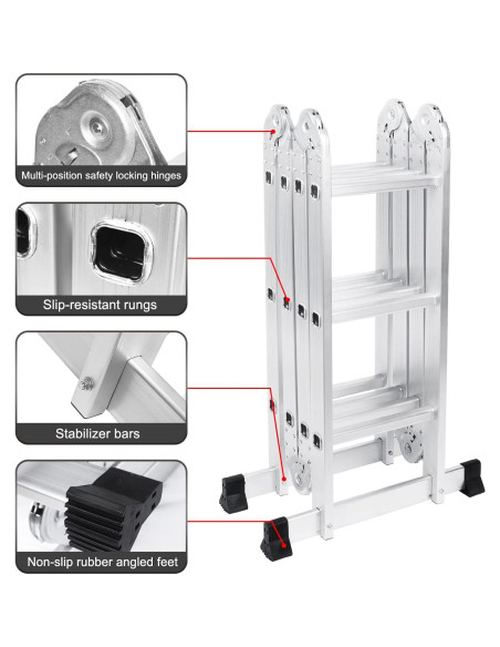 Escalera de Aluminio Comie 12.5 ft Multiusos 330 lb