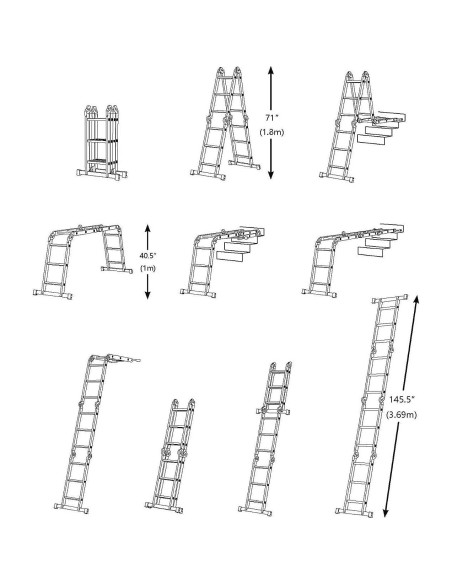 Escalera de Aluminio Comie 12.5 ft Multiusos 330 lb