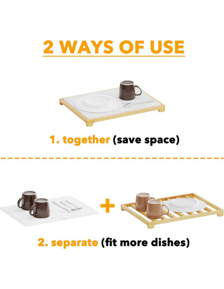 Soporte de Bambú SpaceAid con Alfombrilla de Secado Rápido Soporte de Bambú SpaceAid con Alfombrilla de Secado Rápido