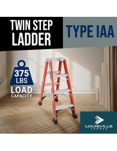 Escalera Doble Frente Louisville 4 Pies Fibra Vidrio 170 kg 2