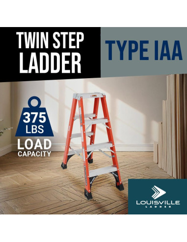 Escalera Doble Frente Louisville 4 Pies Fibra Vidrio 170 kg