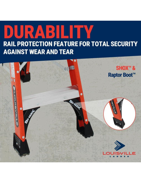 Escalera Doble Frente Louisville 4 Pies Fibra Vidrio 170 kg