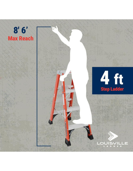 Escalera Doble Frente Louisville 4 Pies Fibra Vidrio 170 kg