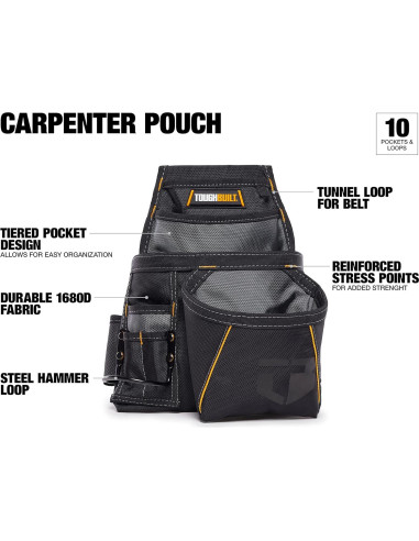 Bolsa de Carpintero ToughBuilt TB-201 con 10 Bolsillos