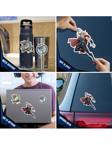 Set de 3 Calcomanías de Vinilo Thor - Stickers Marvel Resistentes