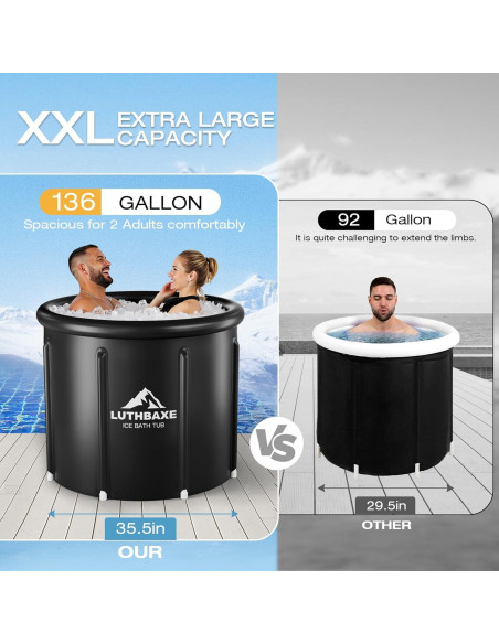 Bañera de Hielo LUTHBAXE Inflable 514L Portátil