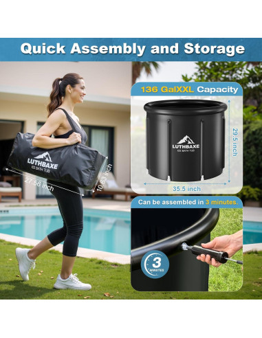 Bañera de Hielo LUTHBAXE Inflable 514L Portátil