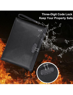 Bolsa de Documentos a Prueba de Fuego ZOOPIP A4 Negra 2