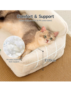 Cama Sofá para Gatos MEWOOFUN Blanca 54.86x25.4x30.99 cm 2