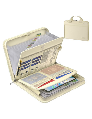 Carpeta Acordeón Ignífuga ENGPOW 13 Bolsillos A4 Beige