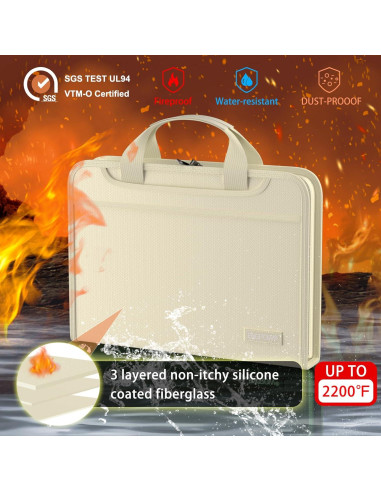 Carpeta Acordeón Ignífuga ENGPOW 13 Bolsillos A4 Beige