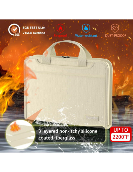 Carpeta Acordeón Ignífuga ENGPOW 13 Bolsillos A4 Beige