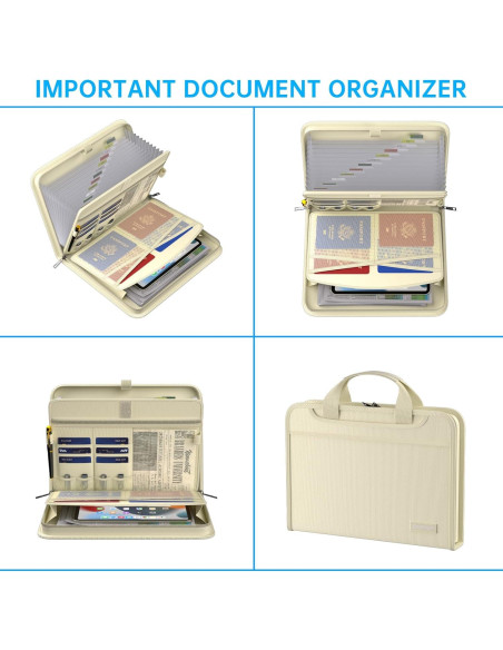 Carpeta Acordeón Ignífuga ENGPOW 13 Bolsillos A4 Beige