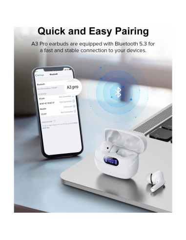 Auriculares Inalámbricos TUMJUN A3 Pro Bluetooth 5.3 IPX7