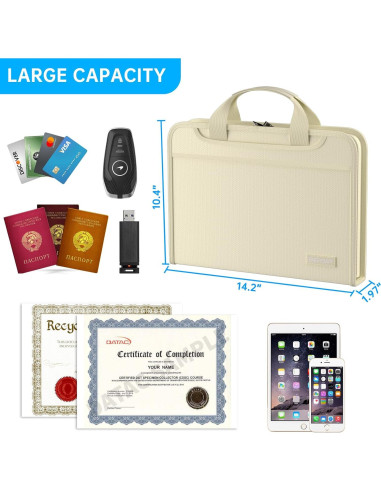 Carpeta Acordeón Ignífuga ENGPOW 13 Bolsillos A4 Beige