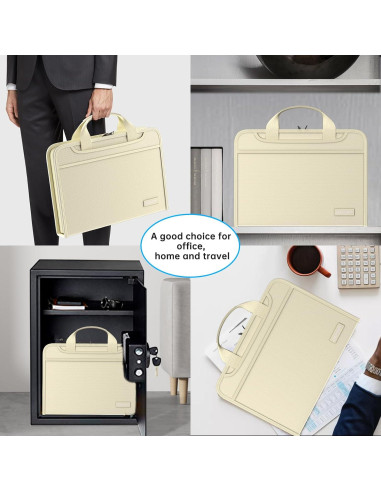 Carpeta Acordeón Ignífuga ENGPOW 13 Bolsillos A4 Beige