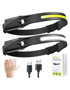 Linterna Frontal LED Recargable Ginlpd 2 Pack 1200 Lúmenes