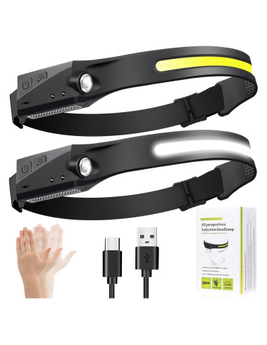 Linterna Frontal LED Recargable Ginlpd 2 Pack 1200 Lúmenes