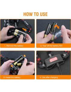 Linterna Frontal Recargable BORUIT RJ-3000 LED 4 Modos IPX5 2