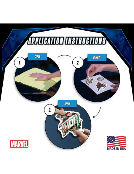 Set de 3 Calcomanías de Vinilo Thor - Stickers Marvel Resistentes