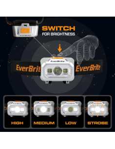 Linterna Frontal LED EverBrite, 4 Modos, Resistente al Agua IPX4 2