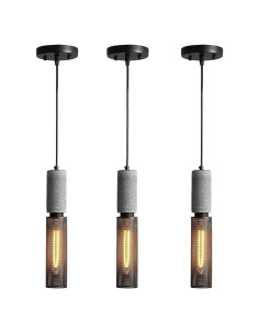 Luz colgante de concreto ADCTHOME 3 piezas industrial 185 cm