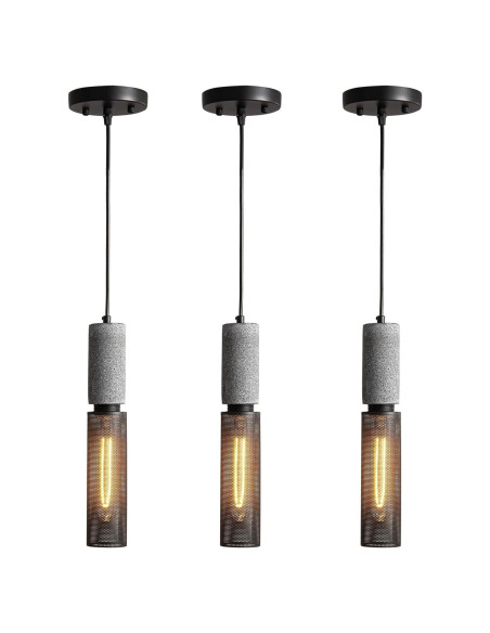 Luz colgante de concreto ADCTHOME 3 piezas industrial 185 cm